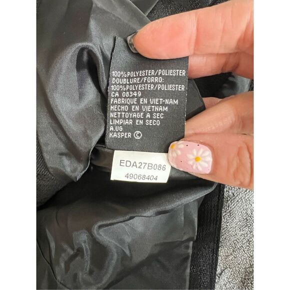 Kasper Jacket Women Size 4 Black Long Sleeve Houndstooth Three Button Blazer NWT - Picture 5 of 10